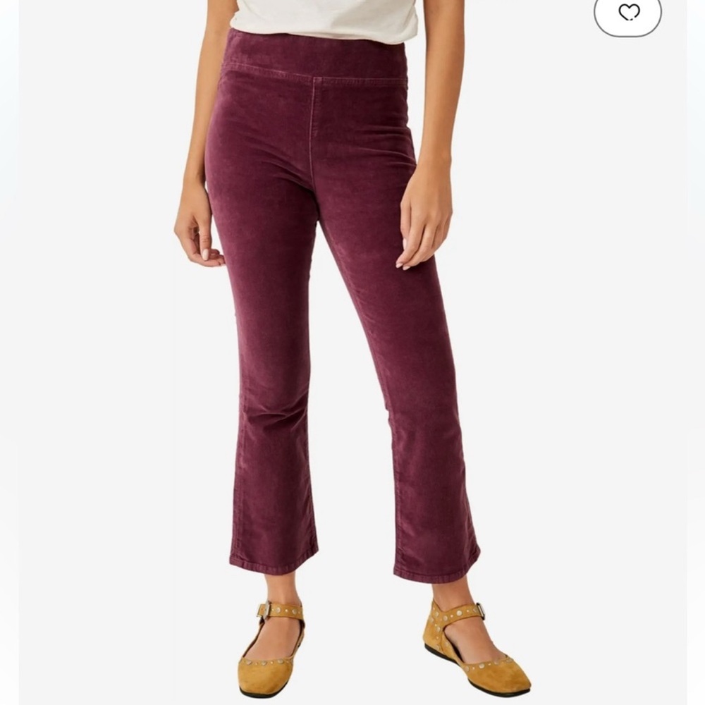 Free People In My Feelings Cropped Boot Velvet Pants Sz XS